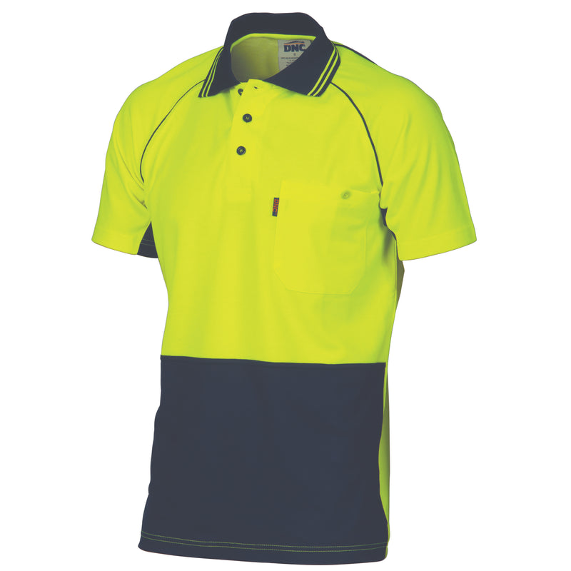 HiVis Cotton Backed Cool-Breeze Contrast Polo - Short Sleeve - 3719