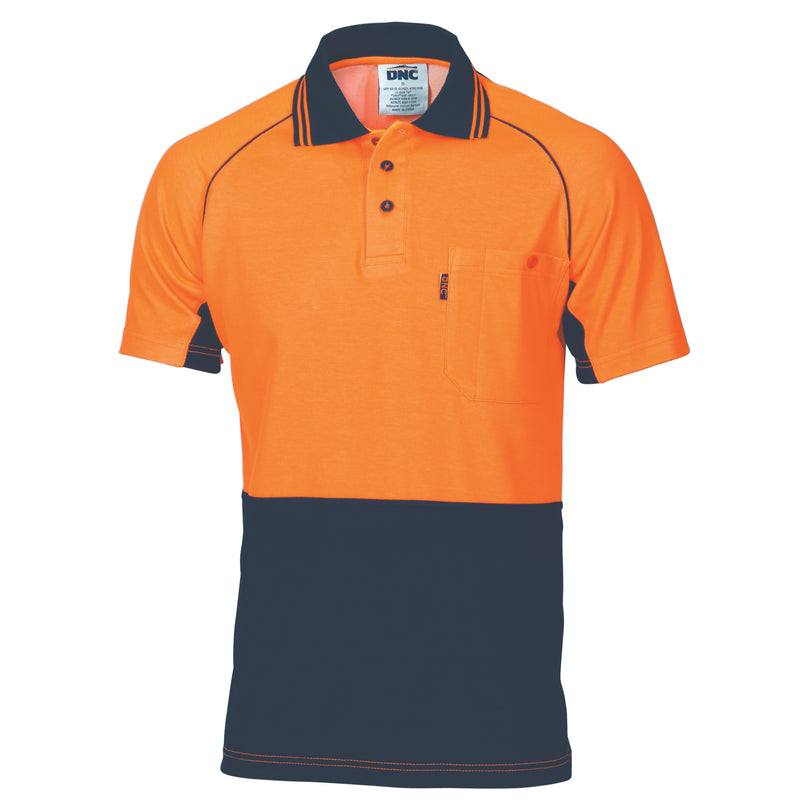 HiVis Cotton Backed Cool-Breeze Contrast Polo - Short Sleeve - 3719