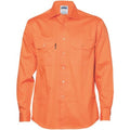 Open Front Cotton Drill Shirt - Long Sleeve 3202