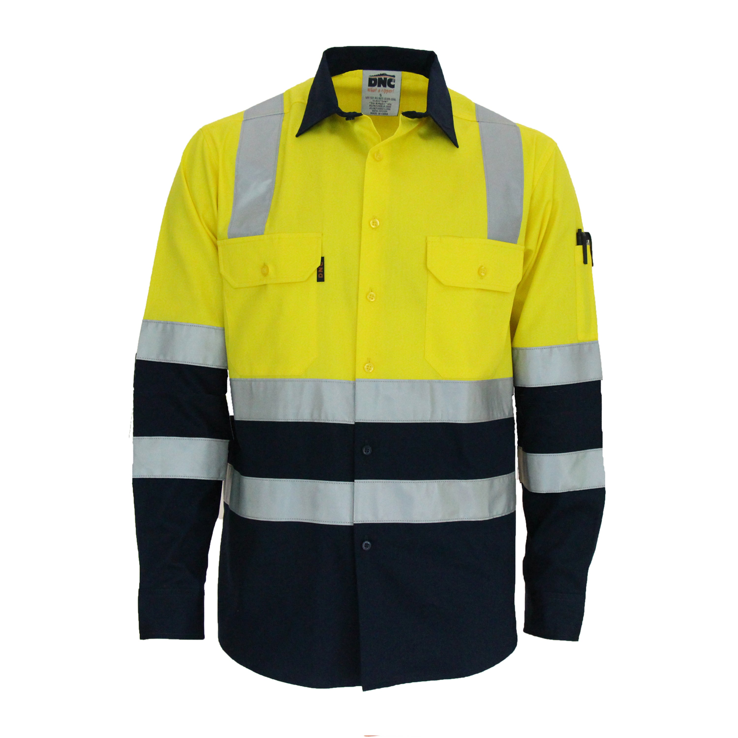 Hivis 2 Tone L/W Cotton Biomotion Shirt, X Back Shirt with R/Tape