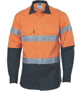 HiVis Cool-Breeze Cotton Shirt with Generic Tape - Long Sleeve 3966