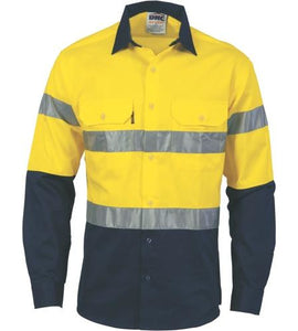 HiVis Cool-Breeze Cotton Shirt with Generic Tape - Long Sleeve 3966